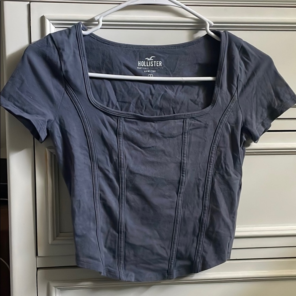 Hollister cropped baby tee blue